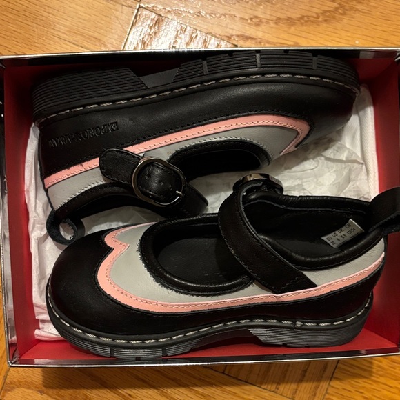Emporio Armani Black and Pink Kids Dress Shoes
